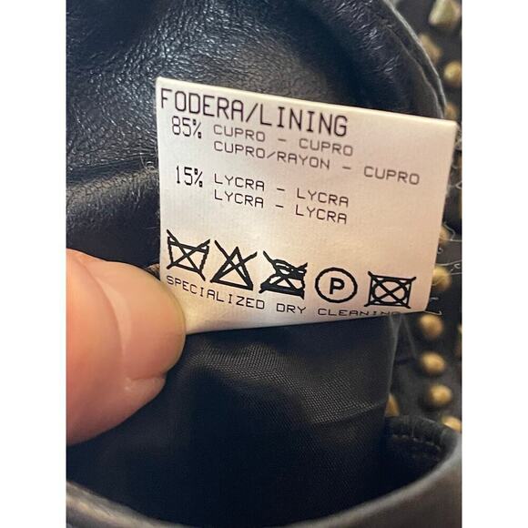 Roberto Cavalli Brown Leather With Gold Studs Straight Skirt Women's Size 42/6 - Picture 6 of 6